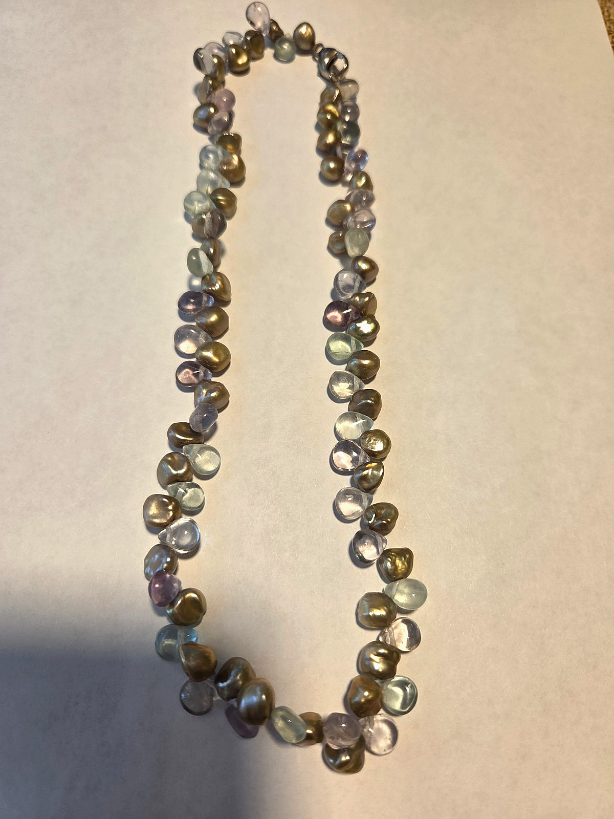 Gray/Green Crystal and Mother of Pearl Necklace