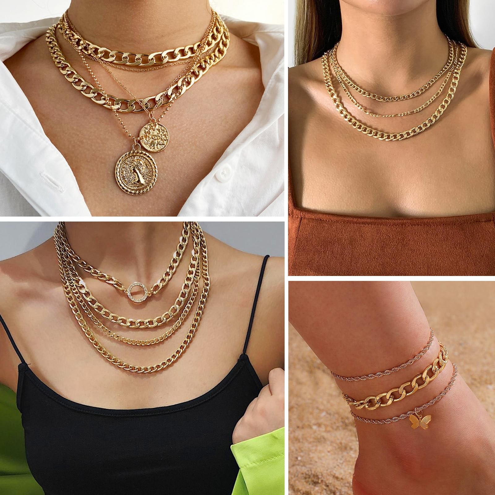 [16.5 FT] 18K Gold Plated Curb Chain for Jewelry Making, 9.8Mm Wide 304 Stainles