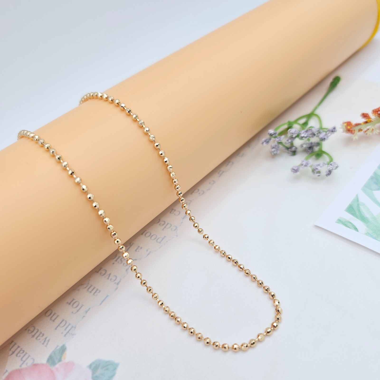 with 45cm Length (17.7 Inches), XPNL0051 Elegant Rose Gold Ball Bead Necklace
