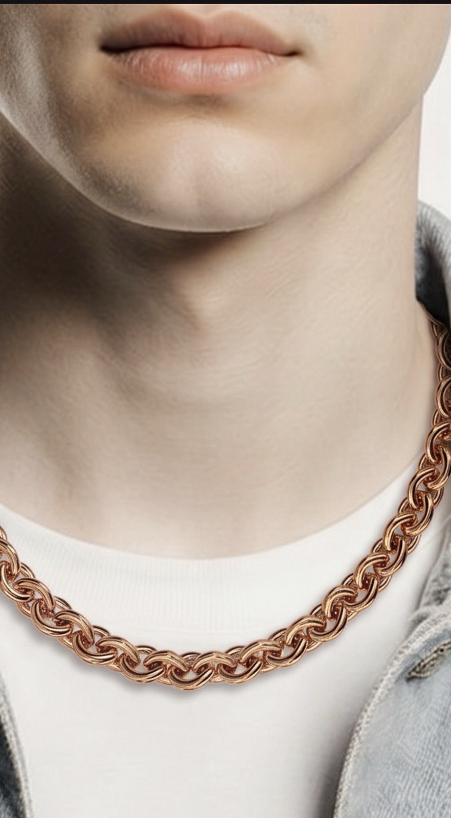 Solid Copper Chain CN555G – 3/8 of an inch wide. Available in 18 to 30 inches.