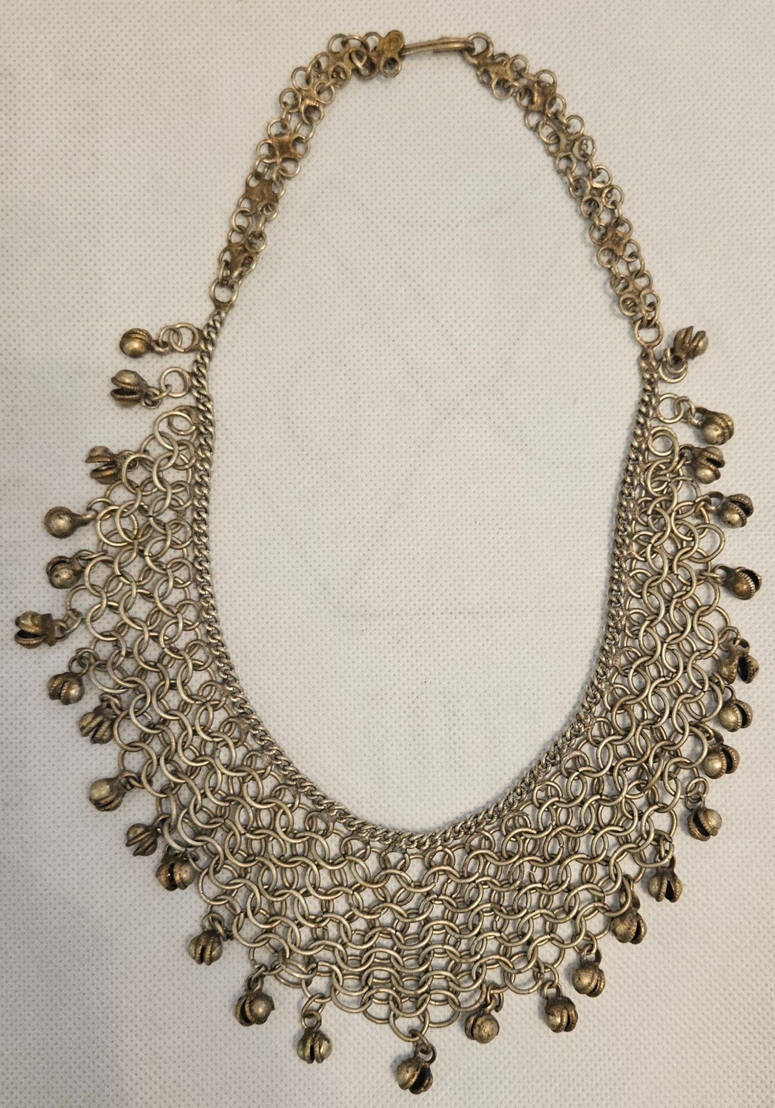 Bell Choker Necklace Statement Chainmail Bib Festival Tribal Jewelry