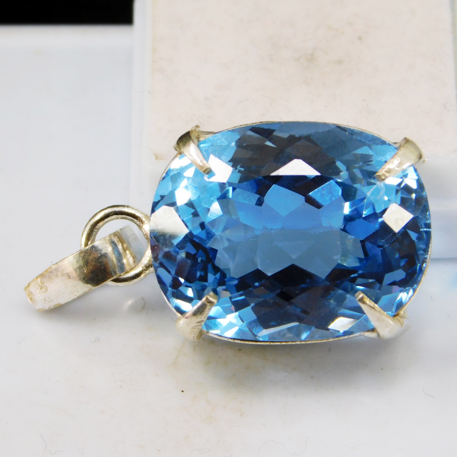 Natural 58.00 CT Certified Blue Sapphire Loose Gemstone Pendant 925 Solid Silver