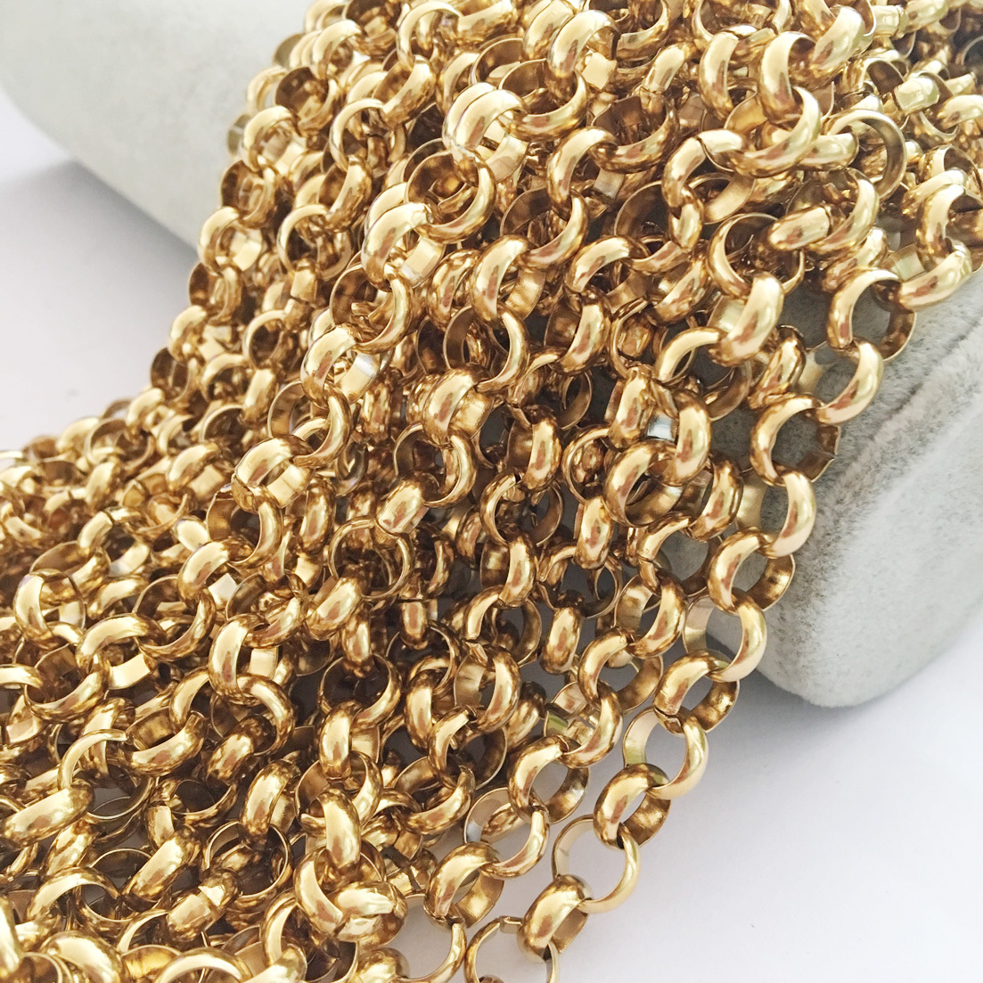 5Meter 3/5/6/8mm Gold Tone In Bulk Factory Stainless Steel Round Rolo DIY Chains