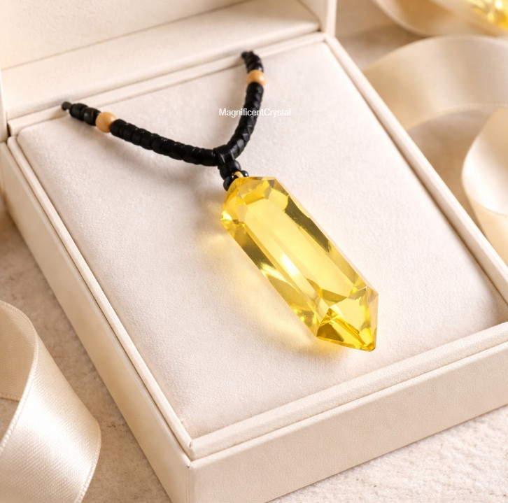 High Quality Citrine Pendant Healing Yellow Crystal Abundance Necklace Gift