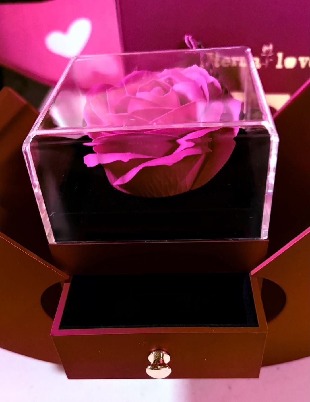 Eterna LOVE Apple Preserved Rose Gift Box & Necklace For Women For Any Holiday