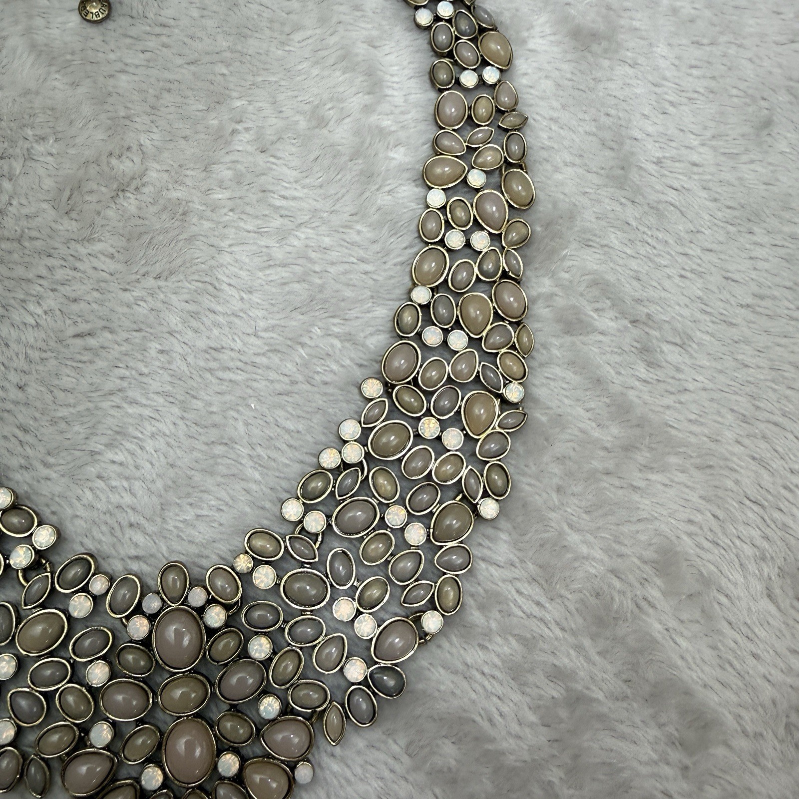 BaubleBar Kew Crystal Collar Necklace Gold Tone Faux Pearl Bib 16 Inch