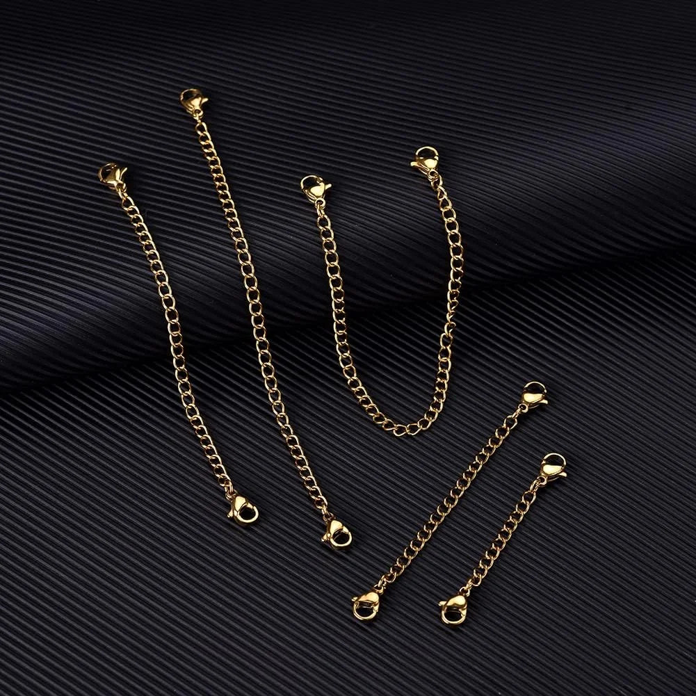 5Pcs Gold Stainless Steel Necklace Extender Chain Links for Ankle Bracelets | 18