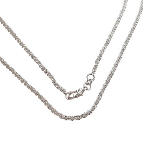 Copper electroplated 925 silver 2MM water wave necklace 40-60CM