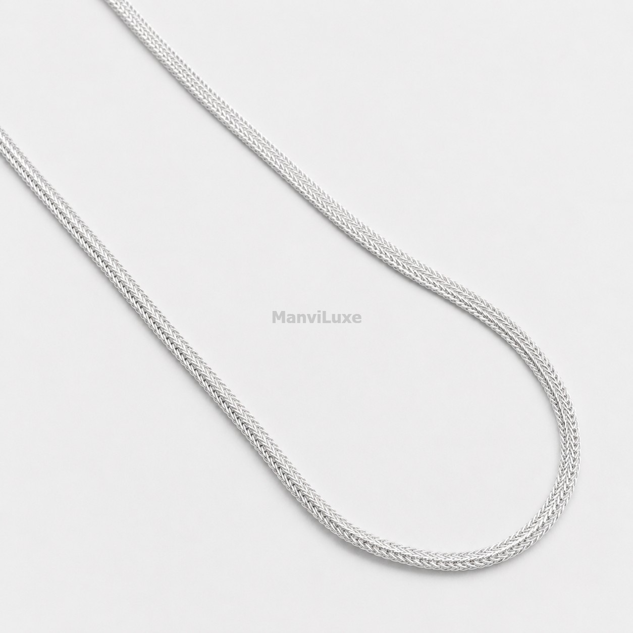 10″ Silver Bonded Woven Chain for Women 4x2mm Heavy Duty Braided Franco Chain