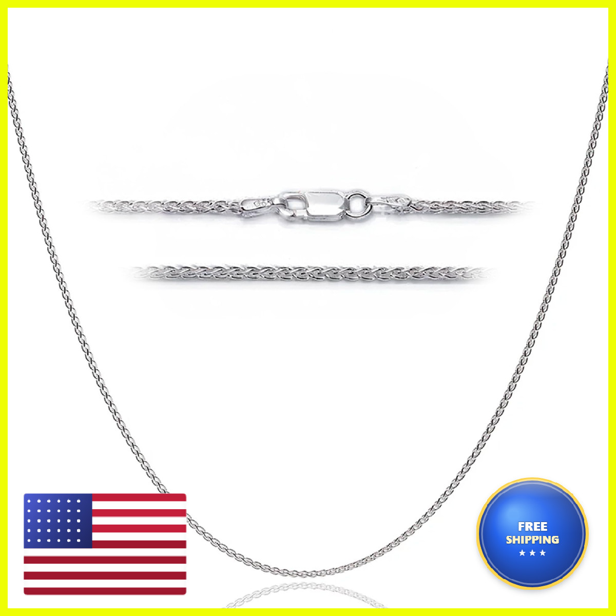 Designer Sterling Silver 925 Sterling Silver 2 Mm Italian Silver Spiga Wheat