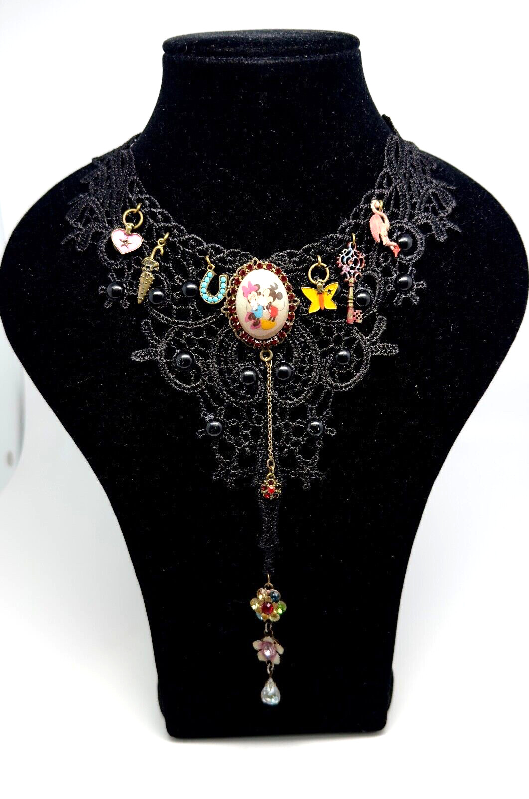 Beautiful Necklace Fabric Choker With Colorful Crystals By Michal Negrin #59#