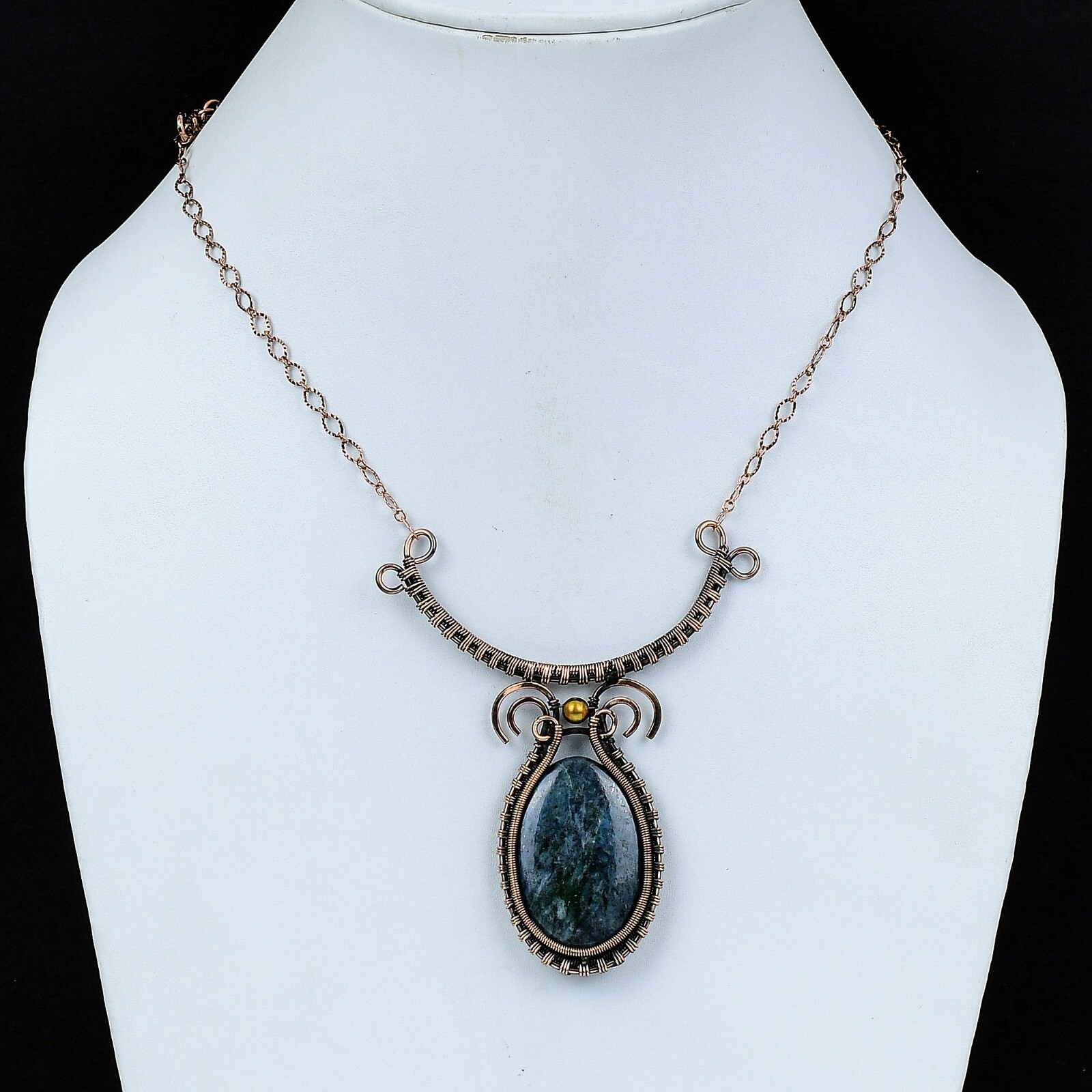 Ruby In Kyanite Copper Gift For Mum Wire Wrapped Necklace Adjustable 18.0″