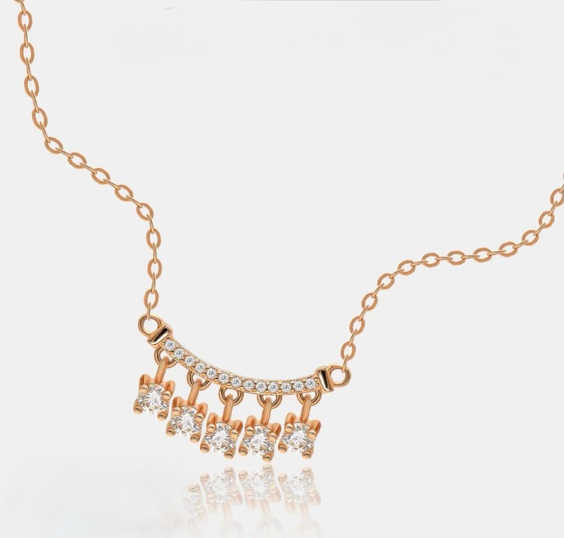 Gold Plated Metal Pendant Necklace White/Colorless Round Crystal Cable Chain