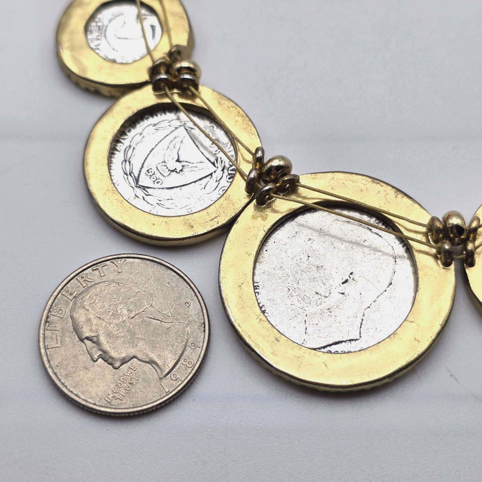 Mixed Metal Graduated World Coin Bib Collar Necklace 20″ Chico’s