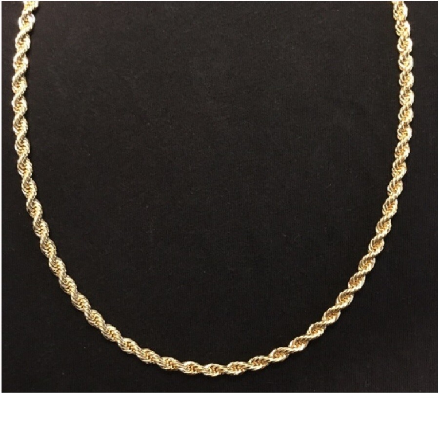 18K YELLOW Gold Filled 3mm Wide 16″/18/20/22/24/26/28/30/32″ Rope Chain Necklace