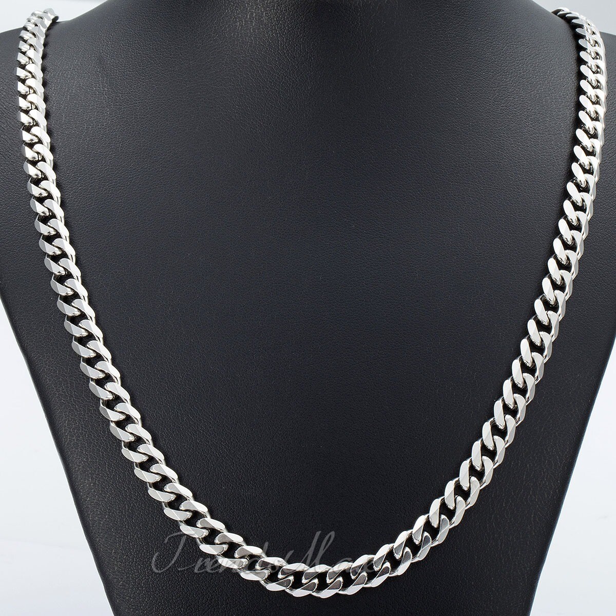 7mm Mens Boys Chain Curb Cuban Link Silver Tone Stainless Steel Necklace 16-36″