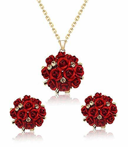 Floral Necklace Set with Earrings for Women and Girls Gold Plated Jewelry