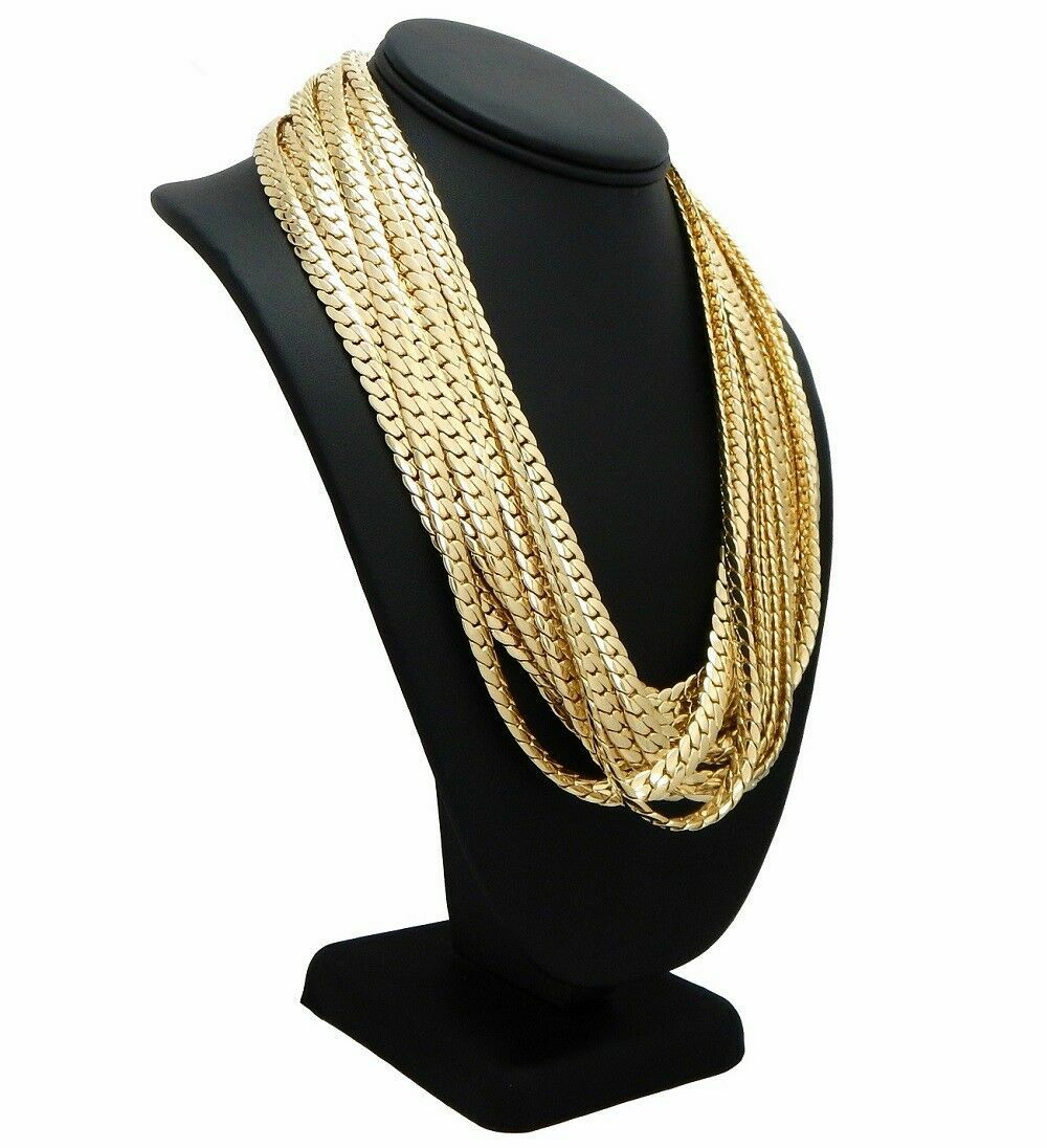 12 Piece 8mm Miami Cuban link Chain 8″ 20″ 24″ 30″ Gold Plated Wholesale Lots