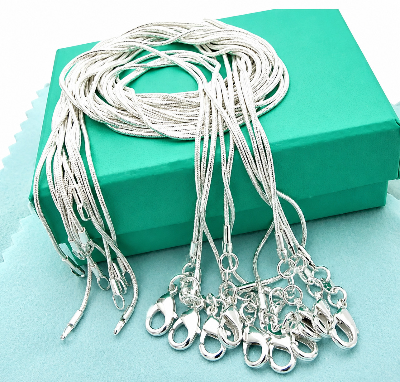 10PCS wholesale 925 sterling solid silver 1MM 16-30inch snake chain necklace