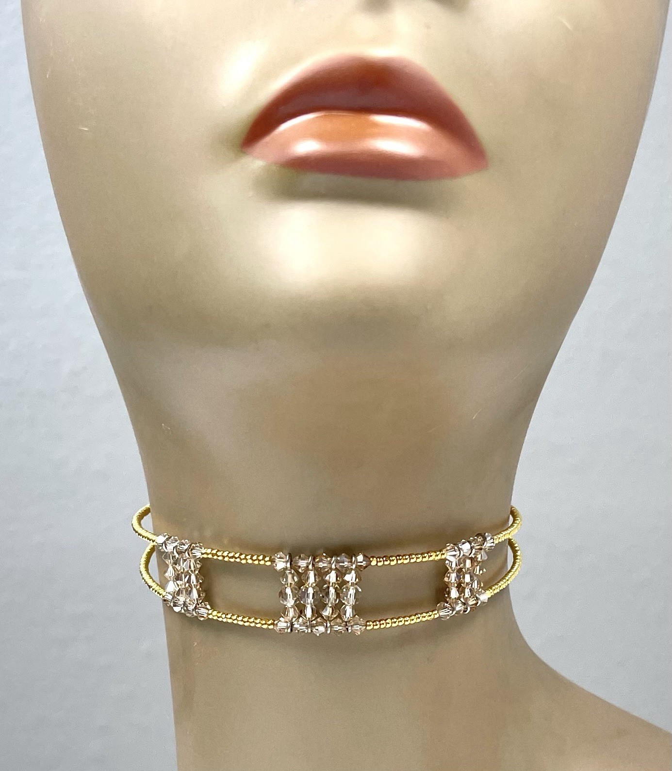 KATZY ANN Dallas, Texas Gold Lt. Col Swarovski CHOKER Necklace 5606-LS-46C NWT
