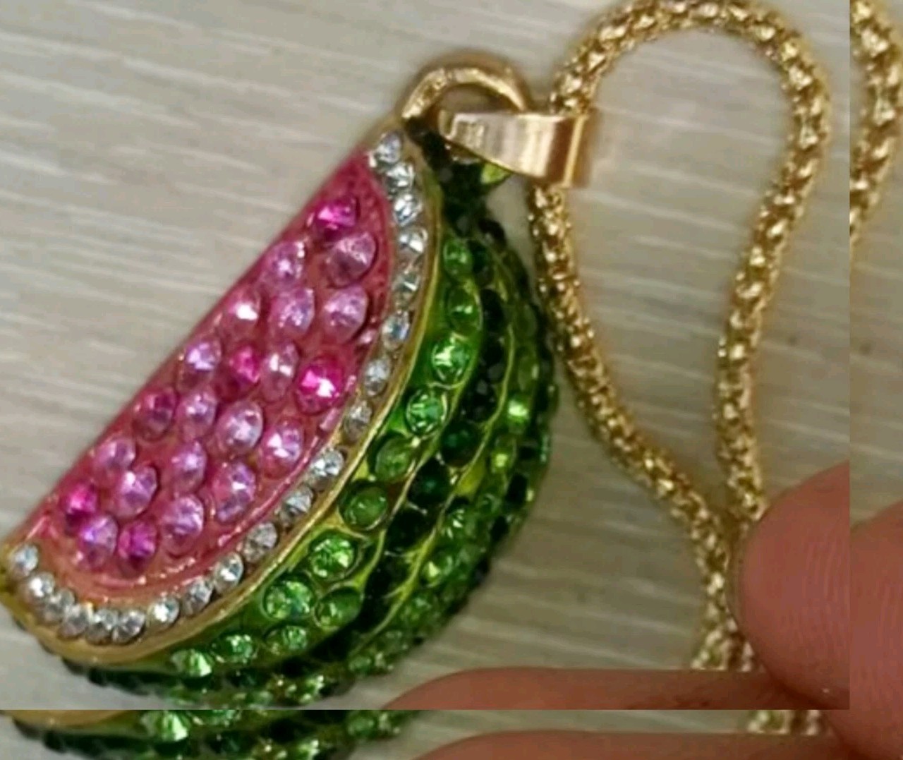 Betsey Johnson Pink Rhinestone Watermelon Necklace