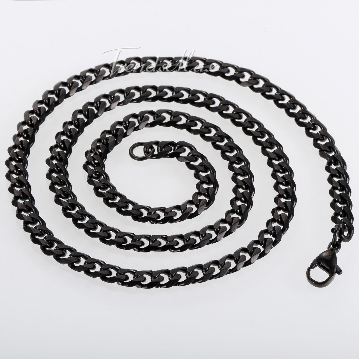 3/5/7/9/11mm Mens Black Stainless Steel Cuban Curb Link Chain Necklace 18-26″