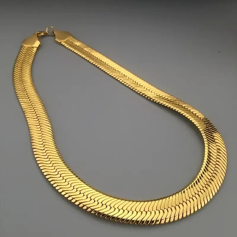 AAA+ Brass Hip Hop Gold Plated 11mm 20″ Thick Herringbone Chain Bling Necklace