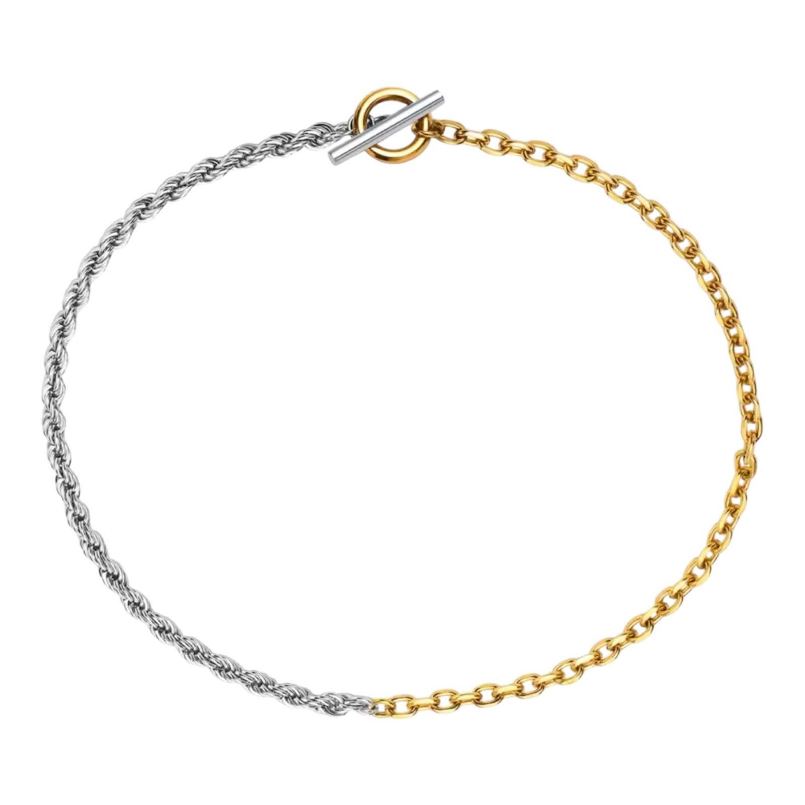 ZARD Two Tone Rope and Link Chain Necklace with Toggle Clasp