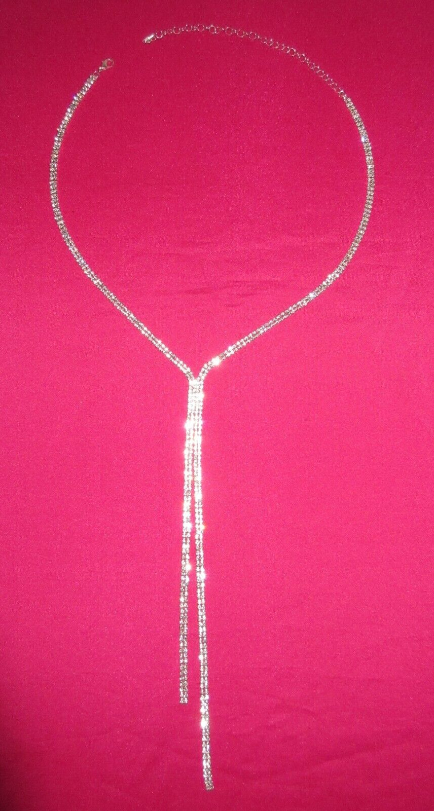 Elegant Rhinestone Necklace Long Lariat Y Drop Tassel Chain STUNNING Sparkle New