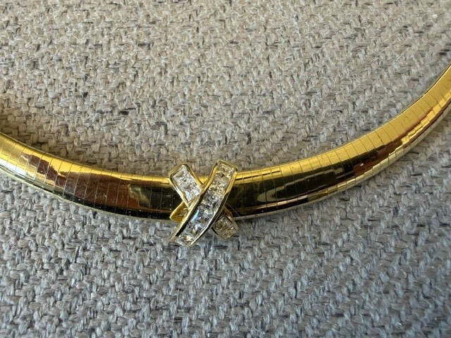 14 K Yellow Gold Slide Enhancer with CZ Perfect For Large Omega Necklace 2.36GM