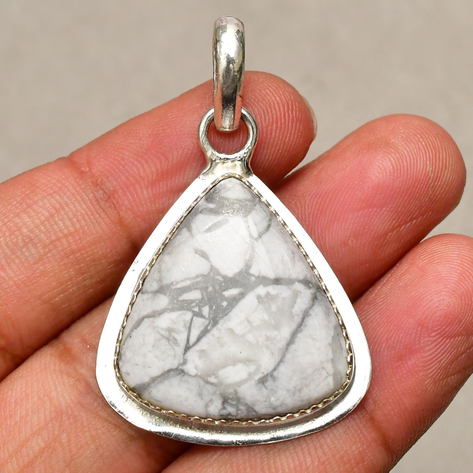 Howlite Gemstone Handmade 925 Sterling Silver Jewelry Pendant 1.65″