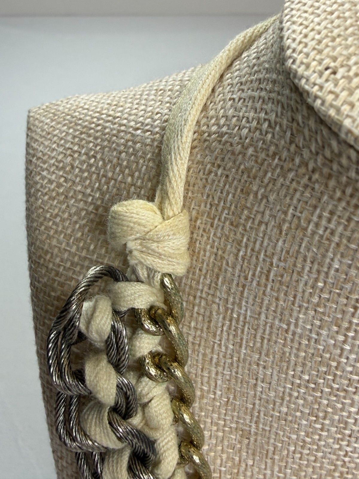Antrhopologie Braided Statement Necklace Silver Cable Chain Gold Chain Cream