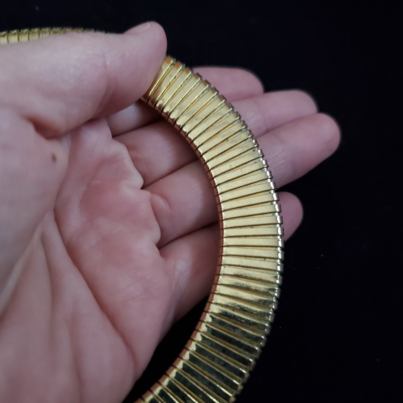 Vintage Tubogas Choker Necklace Gold Tone Flexible Omega 16″