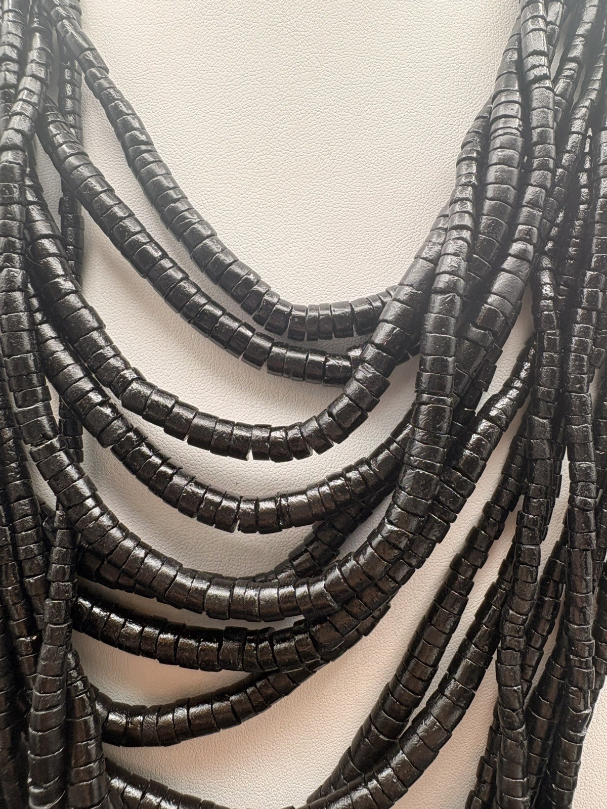 Natural Beauties 15-Strand Black Beaded Necklace with Hook