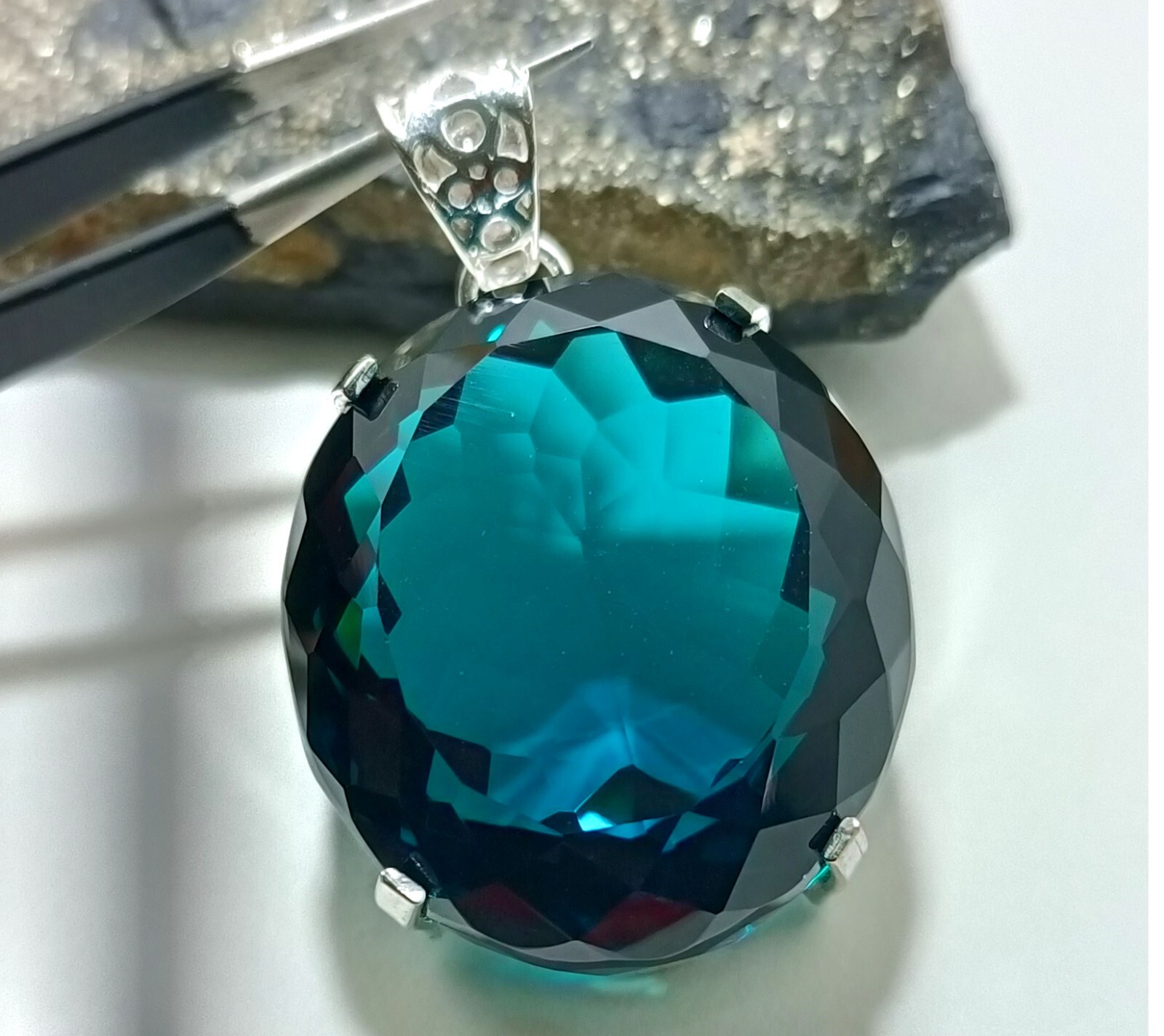London Blue Topaz Pendant 925 Sterling Silver Pendant Gemstone Jewelry 132.00 Ct