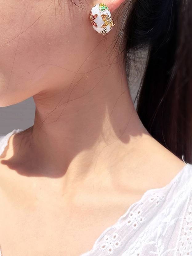 Colorful Butterfly Pendant Necklace and Earrings Set Gold Plated Enamel Jewelry