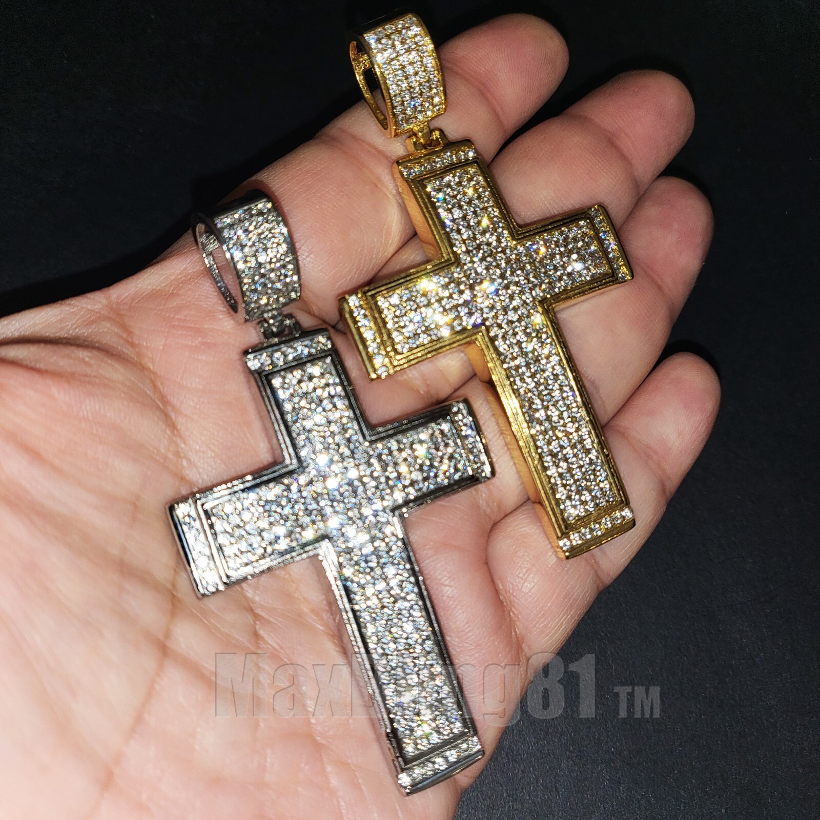 Hip Hop Stainless steel Simulated Diamond Large Cross Full Iced Charm Pendant