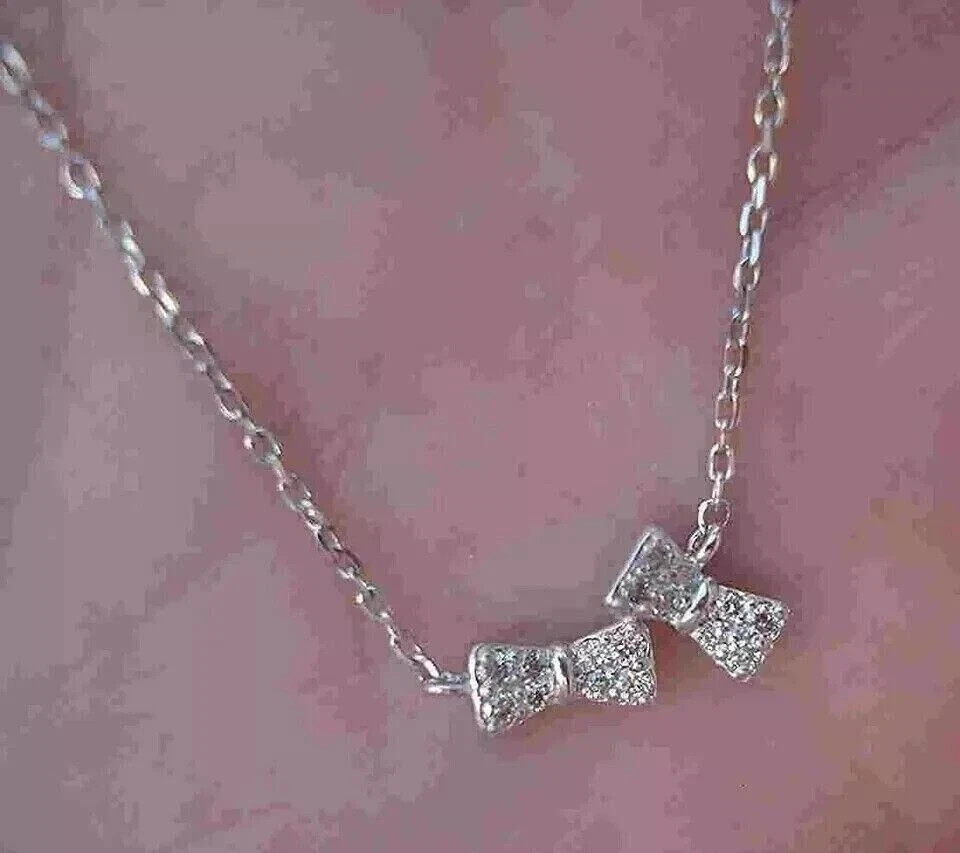 2Ct Round Simulated Diamond Women Stunning Amulet Pendant 14K White Gold Plated