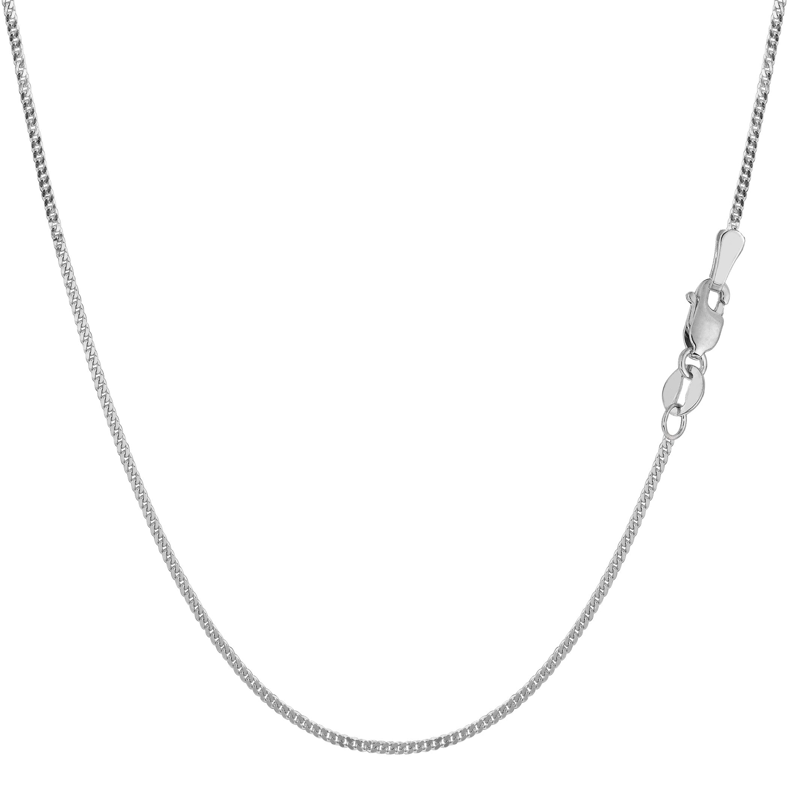10k White Real Gold Gourmette Chain Necklace, 1.0mm, 16″