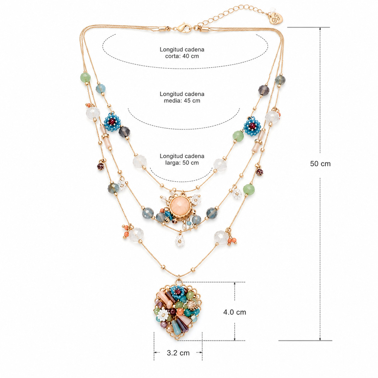 Betsey Johnson Layered Butterfly Charm Necklace Multi Strand Colorful Pendant