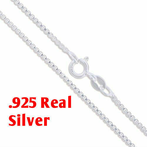 Solid Sterling Silver BOX Chain Necklace 0.8mm Stamped 925 Made In Italy