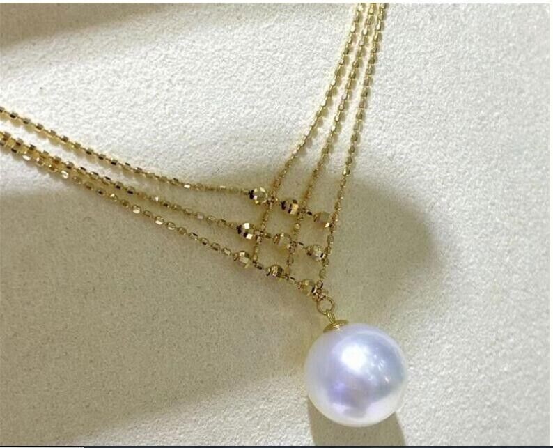 Gorgeous Huge AAAA 10mm south sea white round pearl pendant necklace 18″ 925s