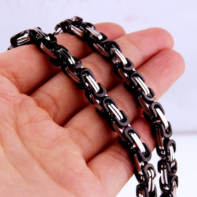 8mm Men’s Byzantine Box Chain Necklace or Bracelet 316L Stainless Steel 7-40inch