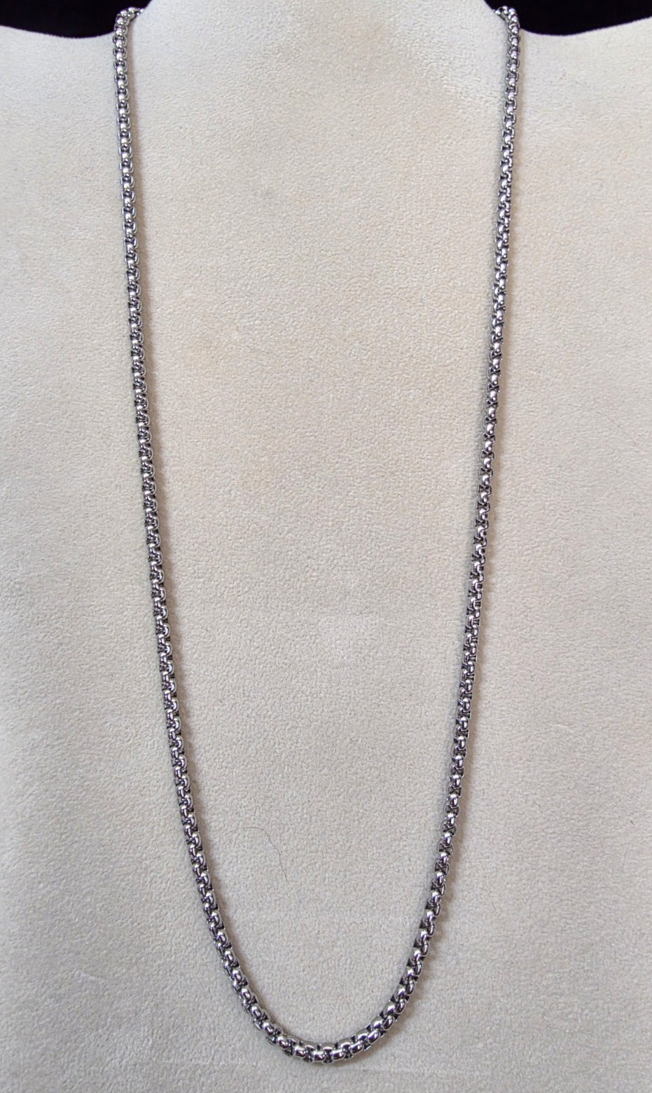 Round Rolo Link Chain Made in Quality Stainless Steel, 23.25 Inches, 3.0mm Wide