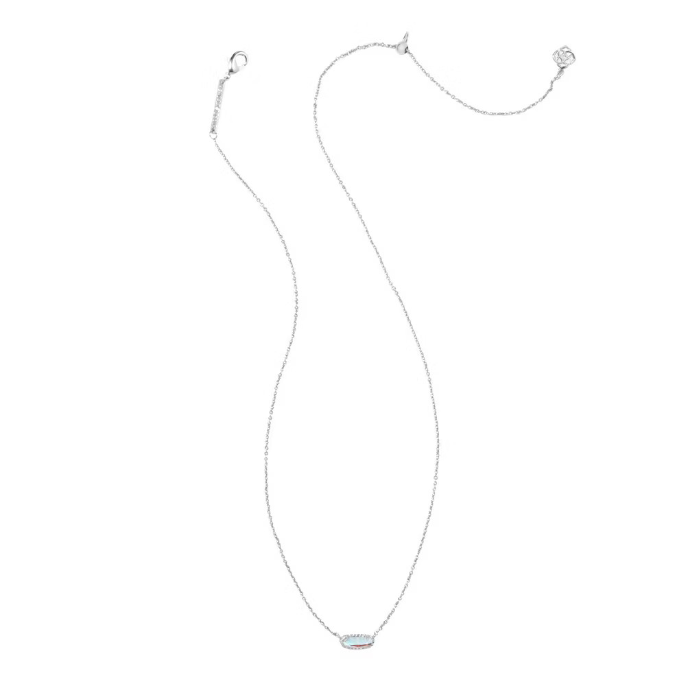 Kendra Scott Emma Rhodium Over Brass Pendant Necklace – Dichroic Glass
