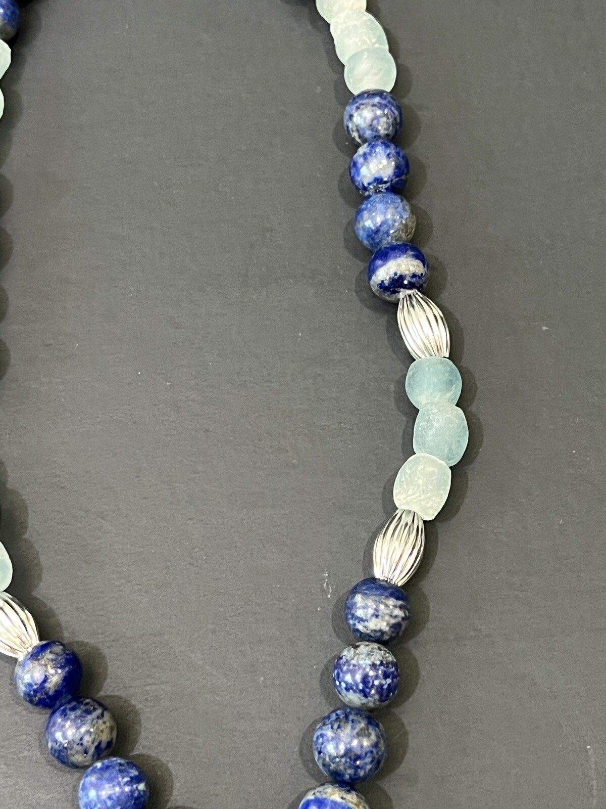 Handmade Jewish Star Of David Silver & Blue Beaded Elastic Chocker Necklace NEW