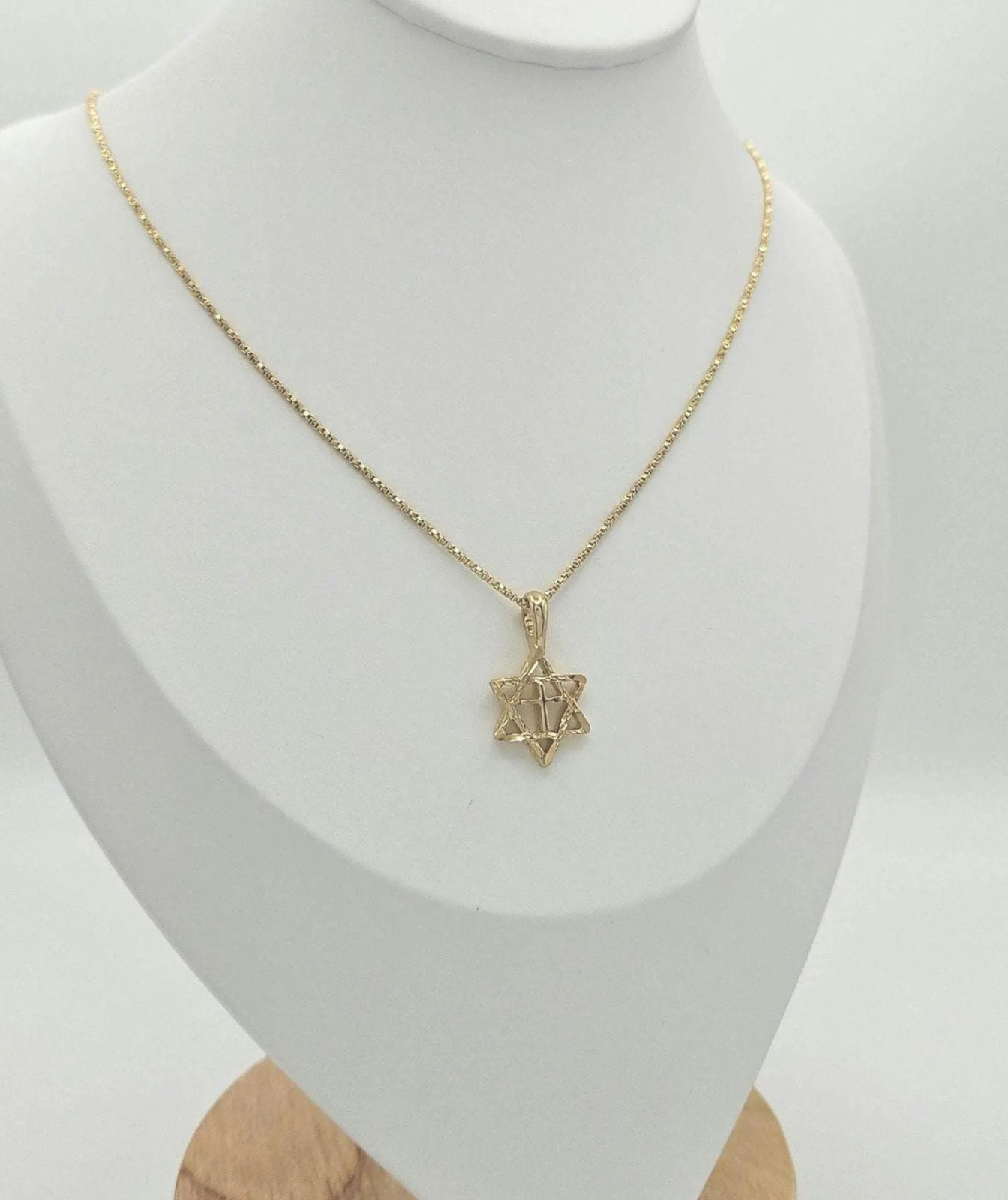 Gold Star of David Necklace, Small 14mm Star David Pendant, 14k Heavy Plated