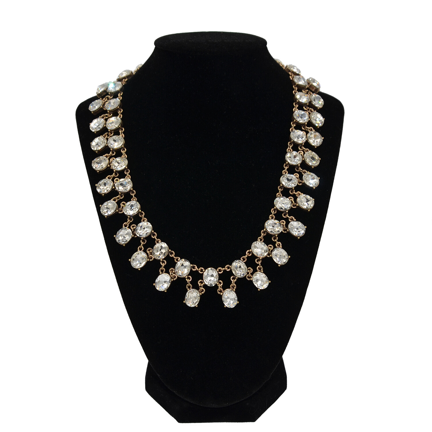 Necklace Jewelry Clear Acrylic Rhinestone Bronze Color