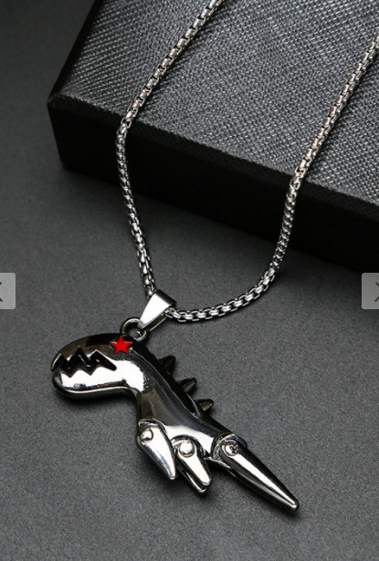 Movable Dinosaur Pendant Titanium Steel Necklace All-Match Stylish with Chain