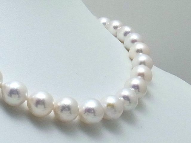 Genuine Lake Water Pearl Necklace 9.0-11.0mm Round 42cm White From Japan
